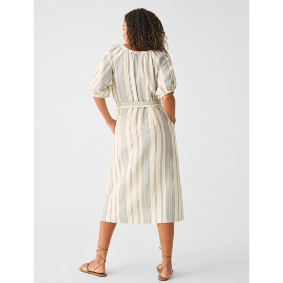 FAHERTY NWT Dream Cotton Gauze Carmel Dress in Cream Tidal Wave // S - Picture 3 of 16